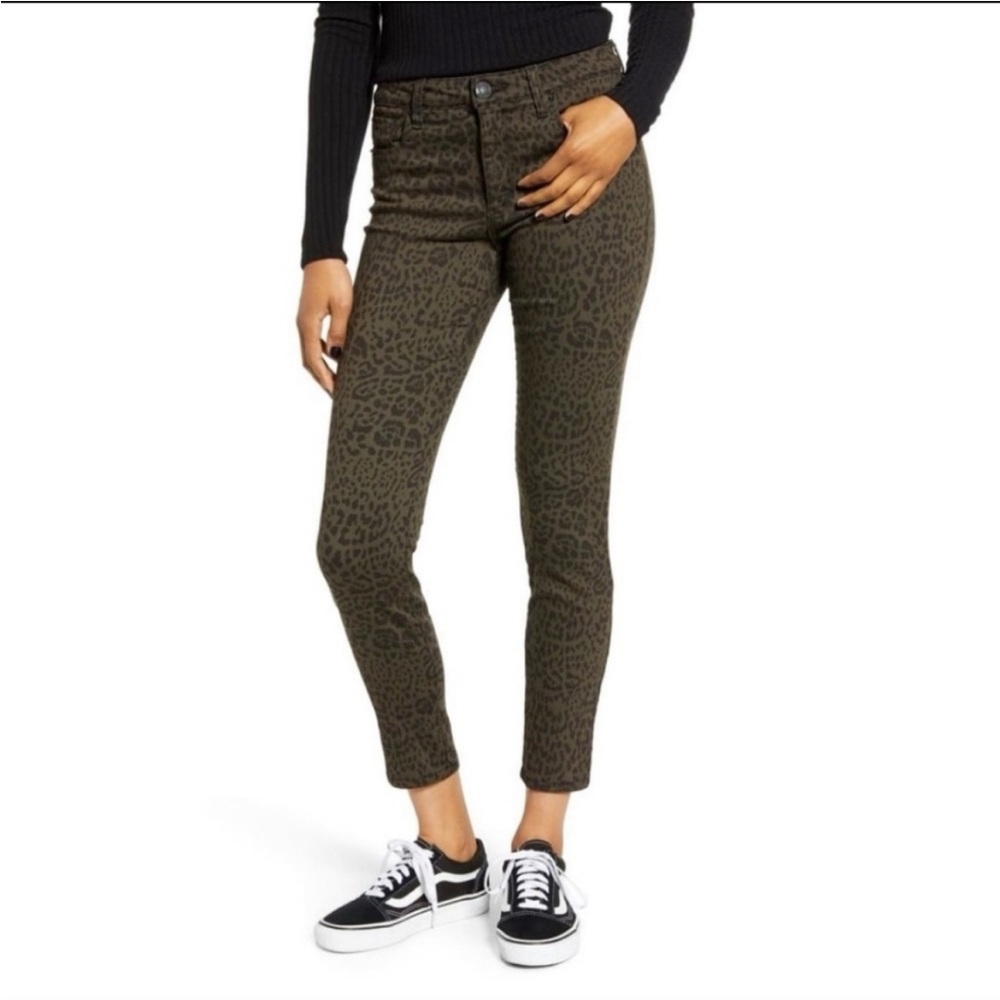 STS BLUE ELLIE HIGH RISE ANKLE JEANS army green leopard SIZE 26